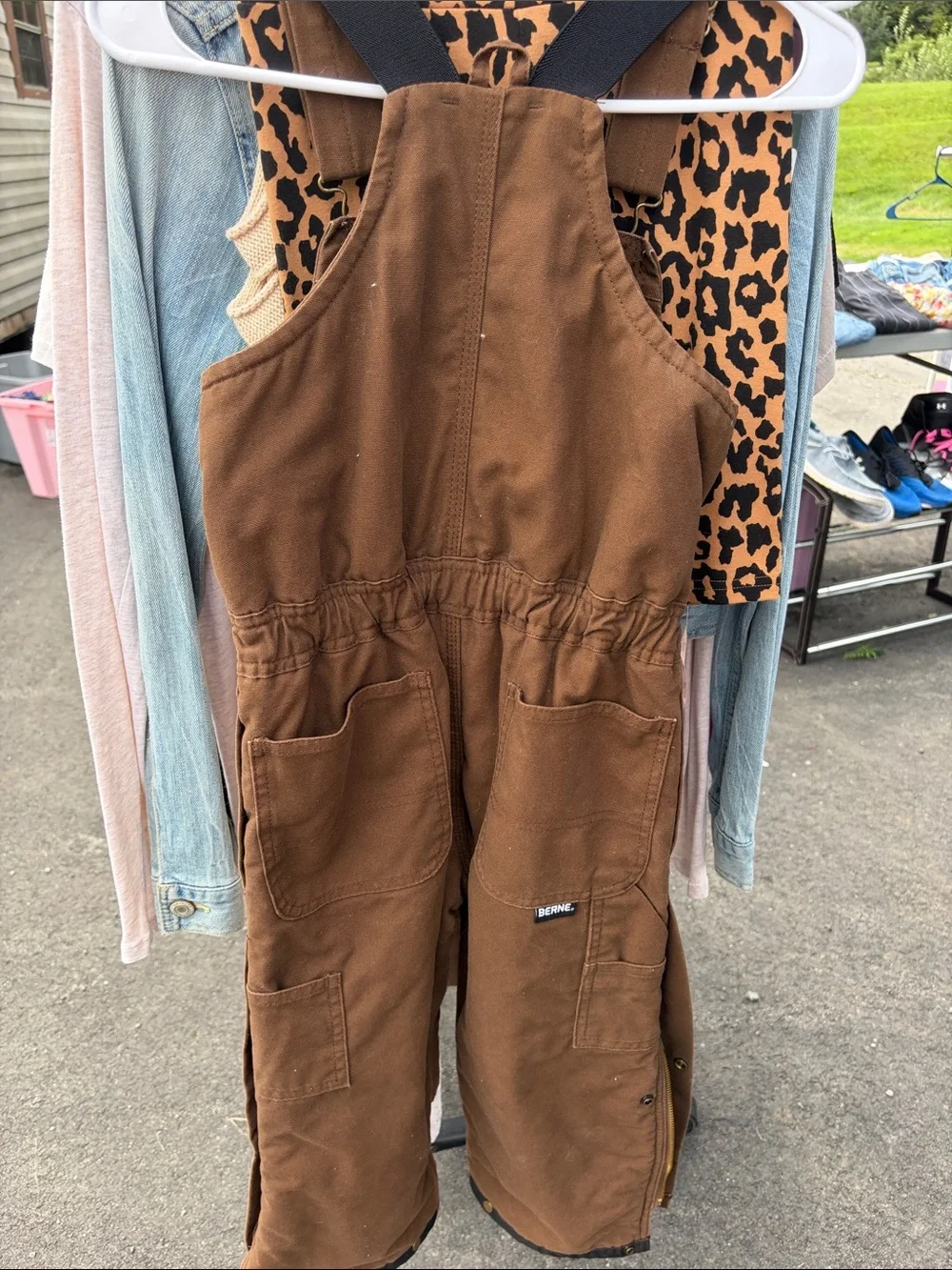 Berne Kids Brown Insulated Overalls with Adjustable Straps XS